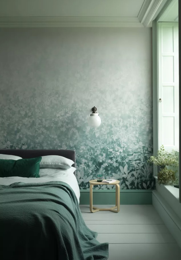 зеленая цветовая гамма спальни